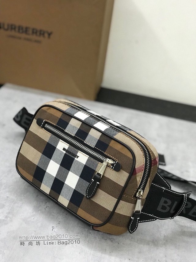 Burberry專櫃新款腰包 巴寶莉徽標品牌專用格紋男士腰包挎包  db1206
